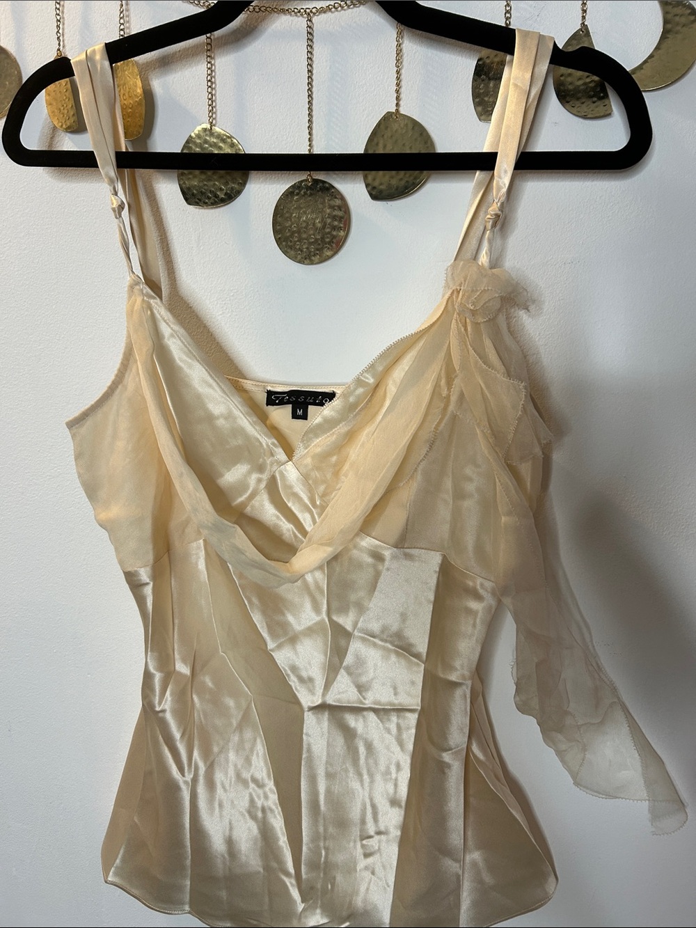 Tessuto Silky Cream Satin Camisole Top